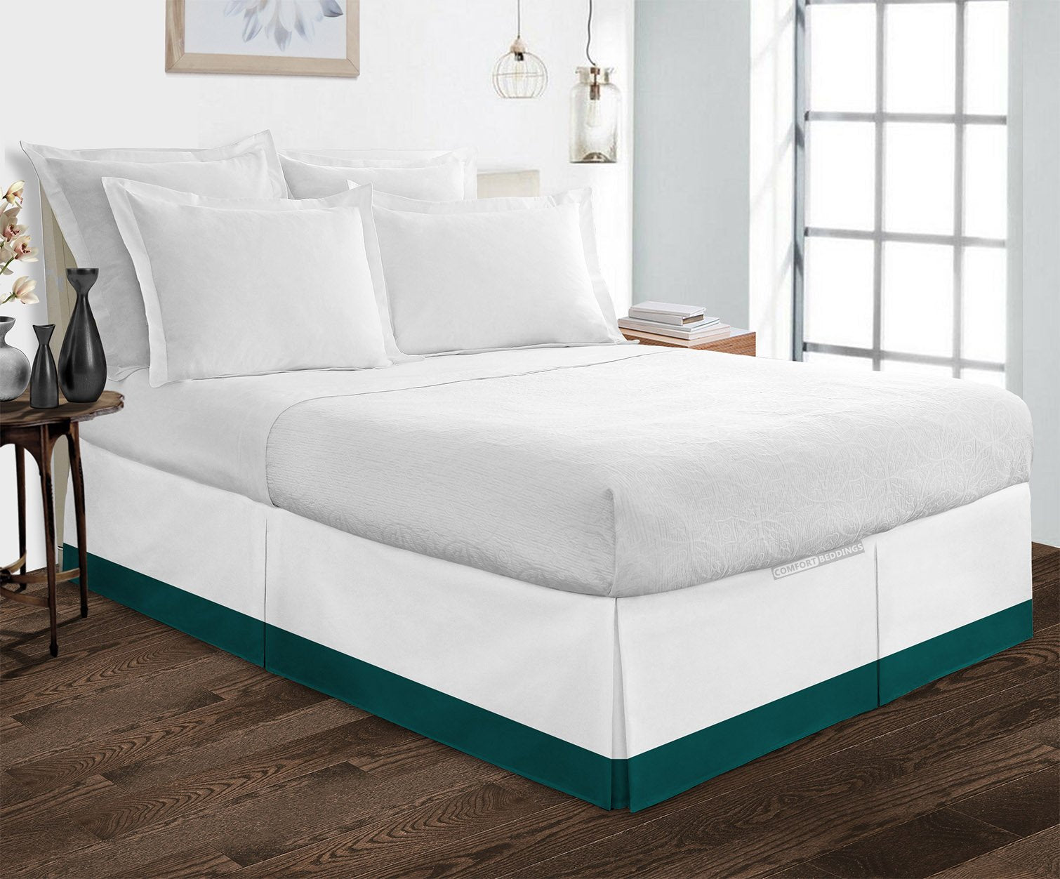 Luxury Teal Two Tone Bed Skirt