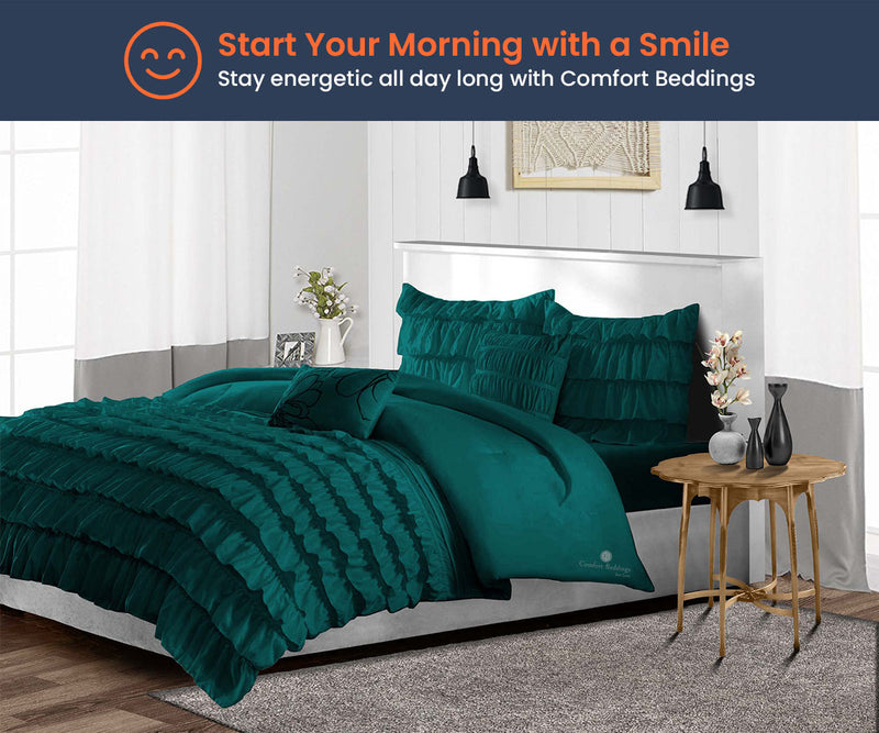 Elegant Teal ruffled comforter