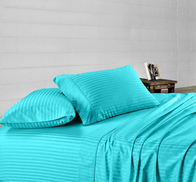 Turquoise Blue Stripe Waterbed Sheets