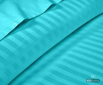 Turquoise Blue Stripe Flat Sheet Set
