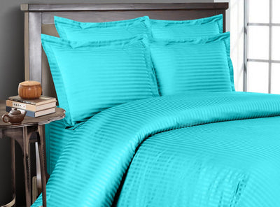 Turquoise blue stripe bed in a bag