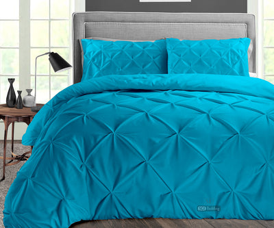 LUXURY TURQUOISE PINCH PLEAT DUVET COVER