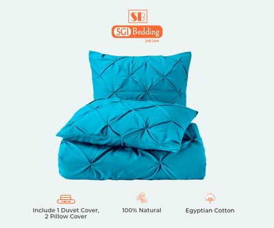 LUXURY TURQUOISE PINCH PLEAT DUVET COVER