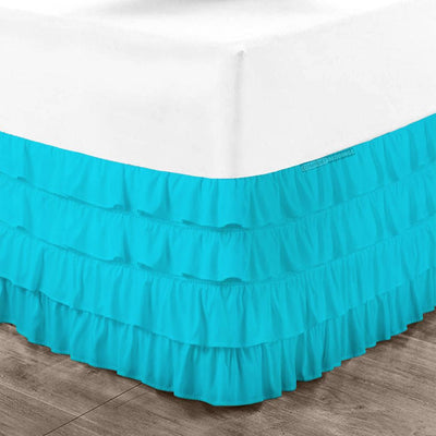 Turquoise Blue Waterfall Ruffle Bed Skirt