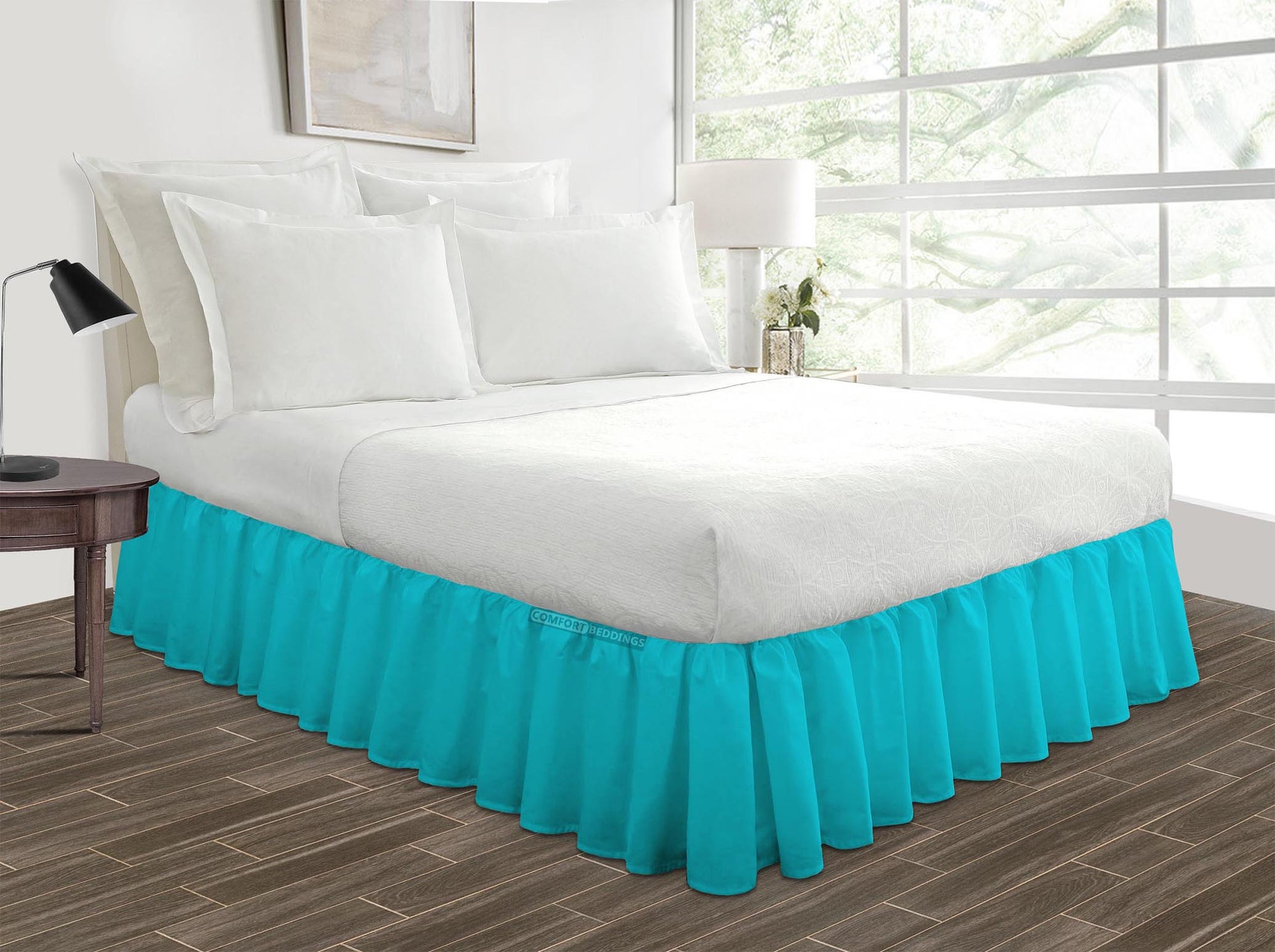 Luxury Turquoise Ruffled Bed Skirt