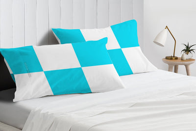 Elegant turquiose blue - white chex pillowcases