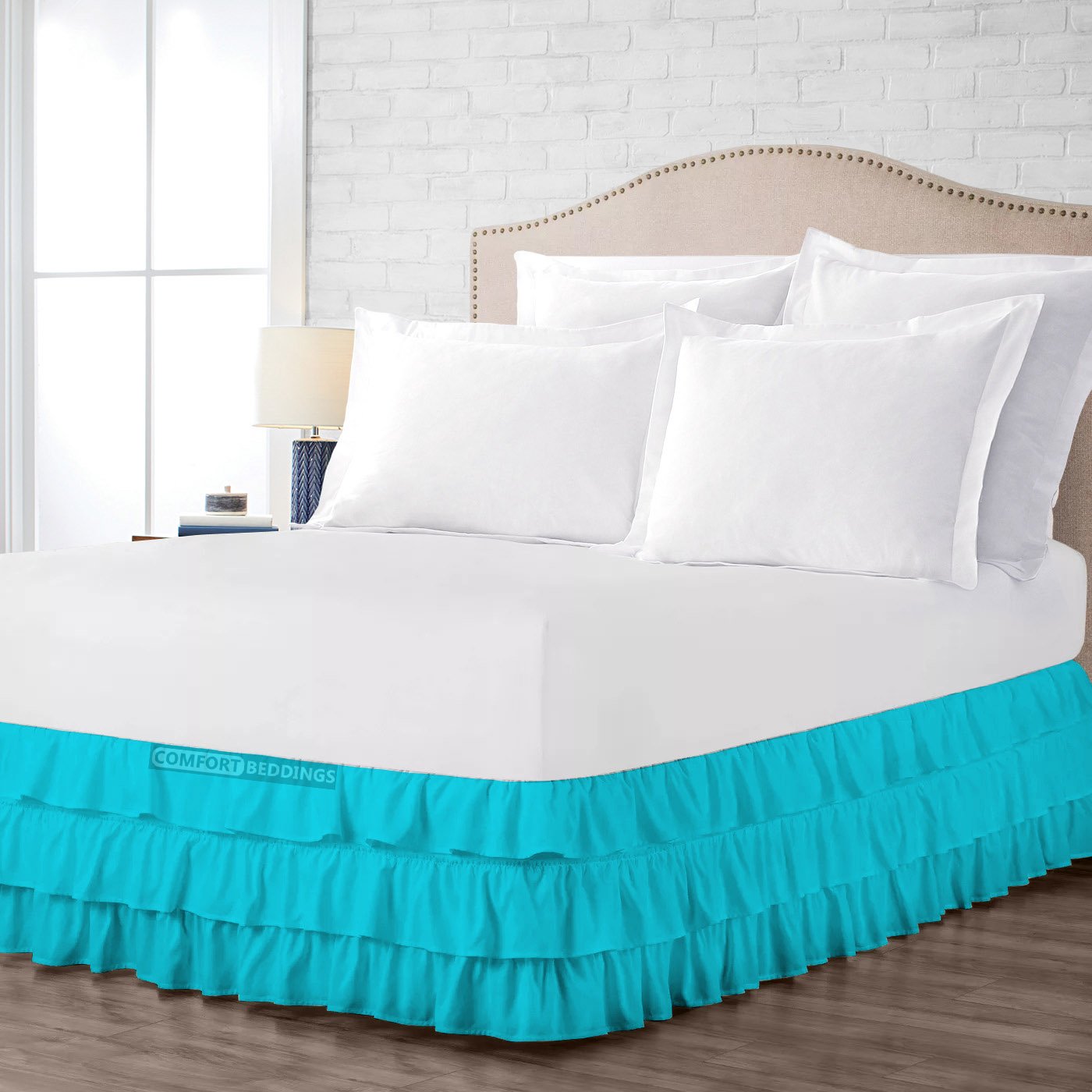 Turquoise Multi Ruffle Bed Skirt
