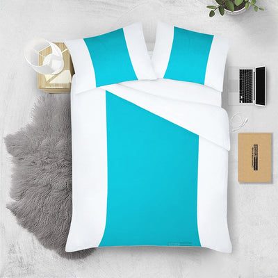 Soft Turquoise Blue contrast Colour Bar Duvet Cover