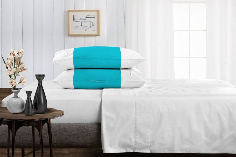Elegant turquiose blue - white contrast pillowcases