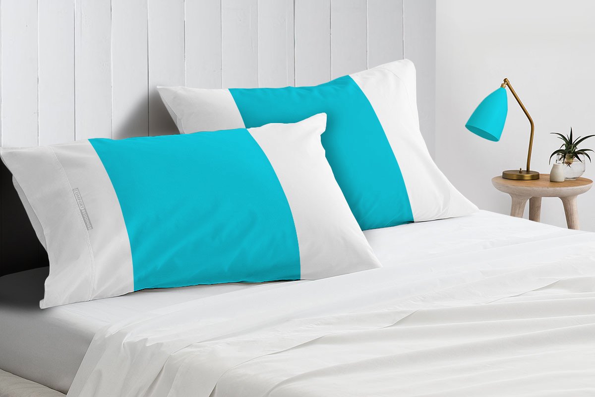 Elegant turquiose blue - white contrast pillowcases