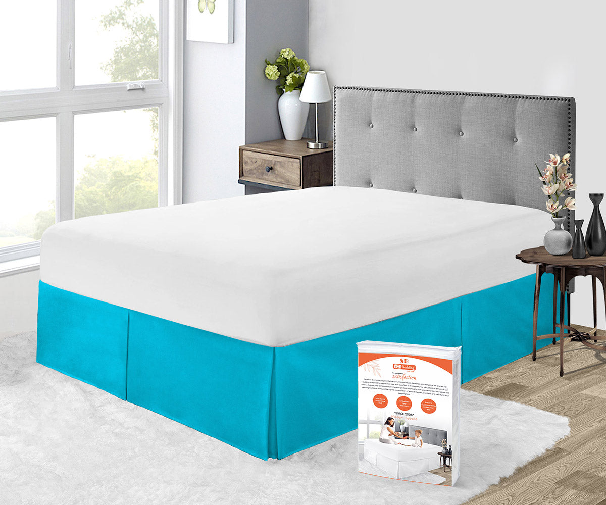 TURQUOISE PLEATED BED SKIRT