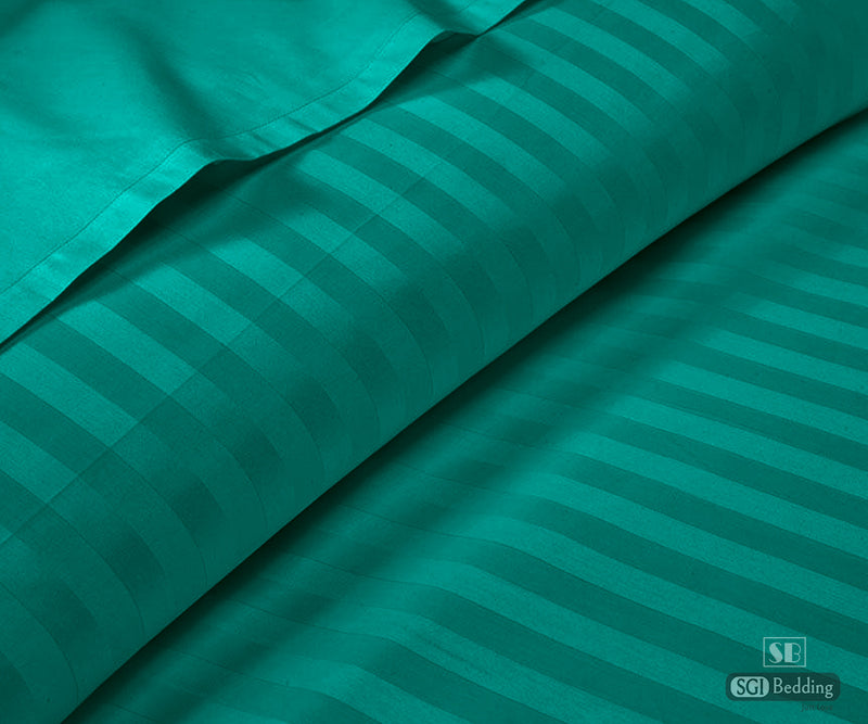 Turquoise Green Stripe Flat Sheets Set