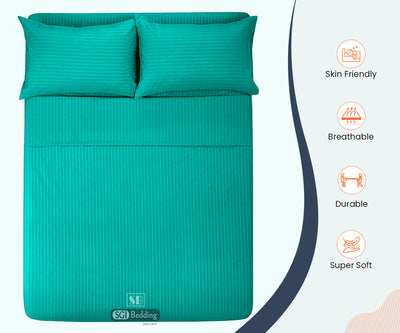 Turquoise Stripe Flat Bed Sheet