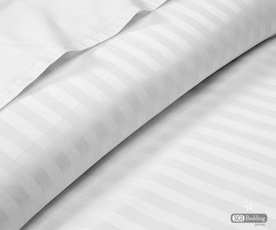 White Stripe Flat Sheet Set