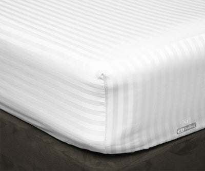 Luxury White Striped Fitted Sheets Set