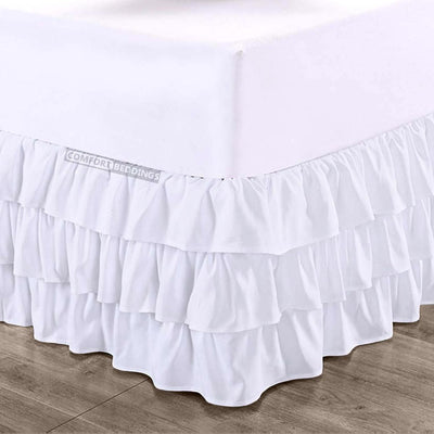 White Multi Ruffle Bed Skirt