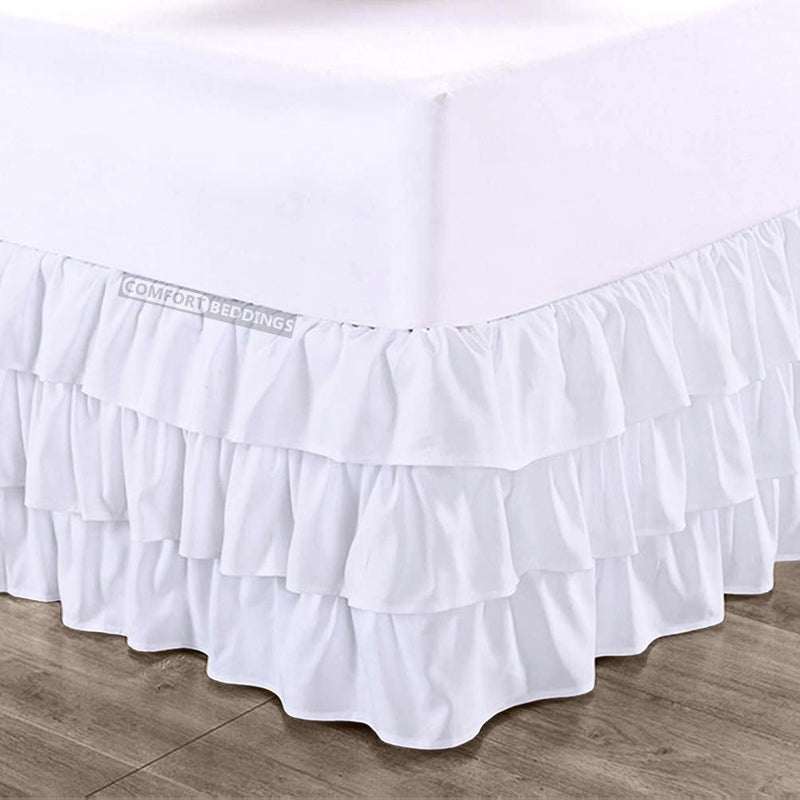White Multi Ruffled Bed Skirt 