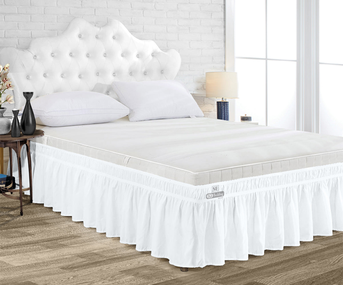 LUXURY WHITE WRAP AROUND BED SKIRT
