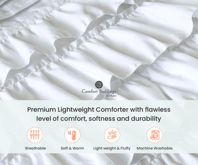 Luxury white ruffled comforter
