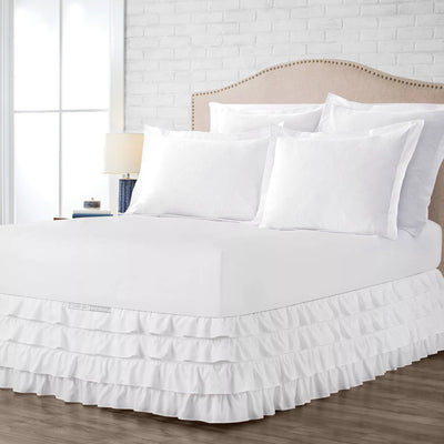 White Waterfall Ruffled Bed Skirt