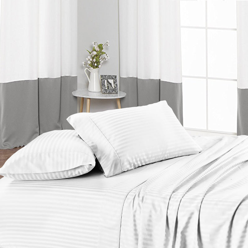 Luxury White Stripe Waterbed Sheets Set