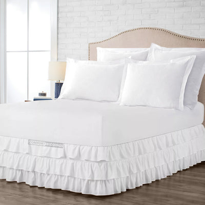 White Multi Ruffled Bed Skirt