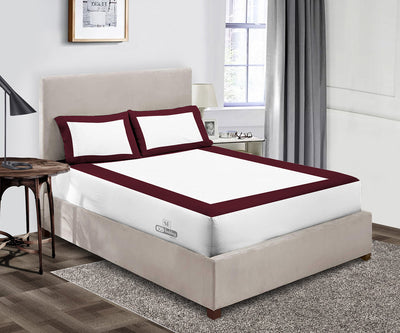 Luxury Wine with White Two Tone Fitted Sheets