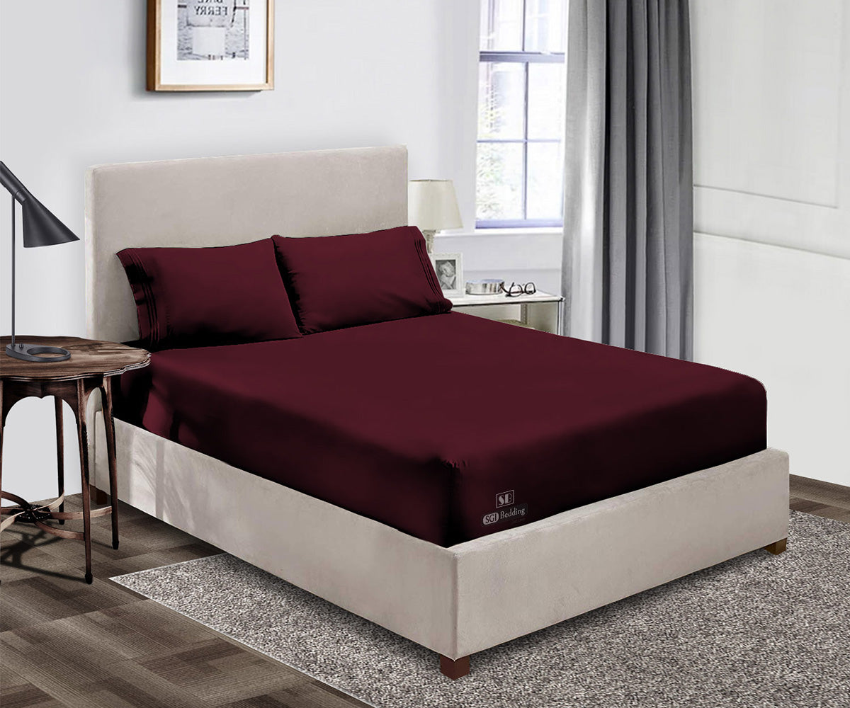 Luxury Wine Fitted Sheets 100% Egyptian Cotton