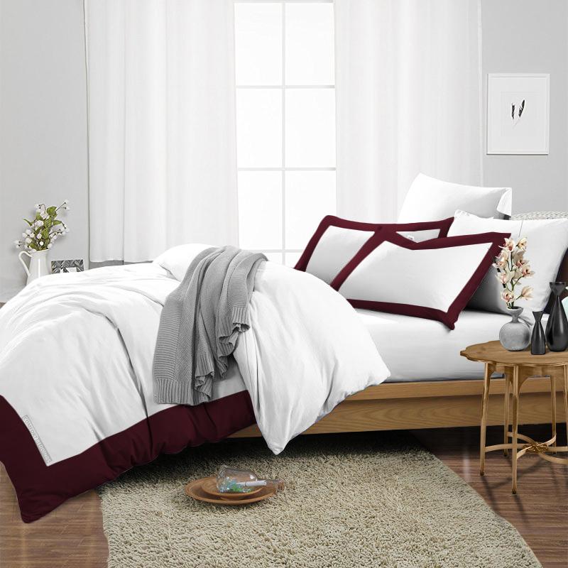 100% Egyptian cotton Wine Two Tone Duvet Cover Set