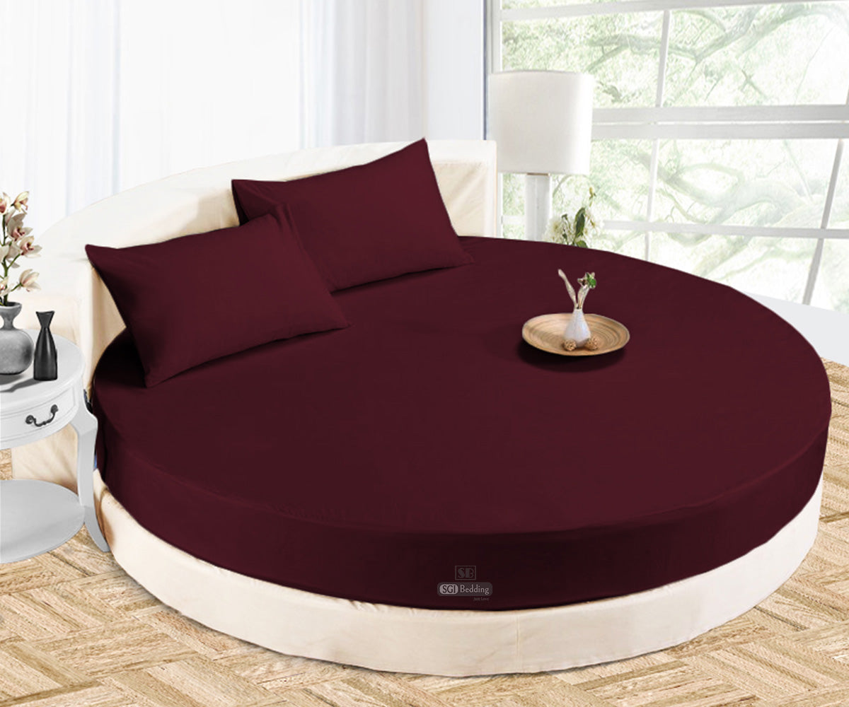 Luxury Wine Round Sheets Set 100% Egyptian Cotton