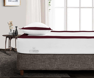 Luxury Wine with White Two Tone Fitted Sheets