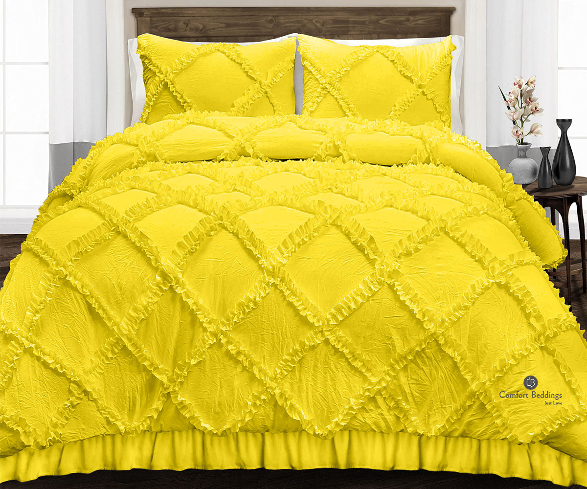 Yellow Diamond Ruffle Comforter