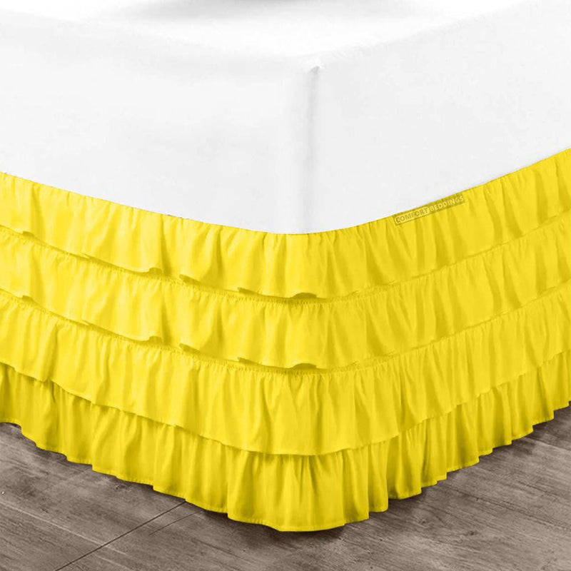 Yellow Waterfall Ruffled Bed Skirt