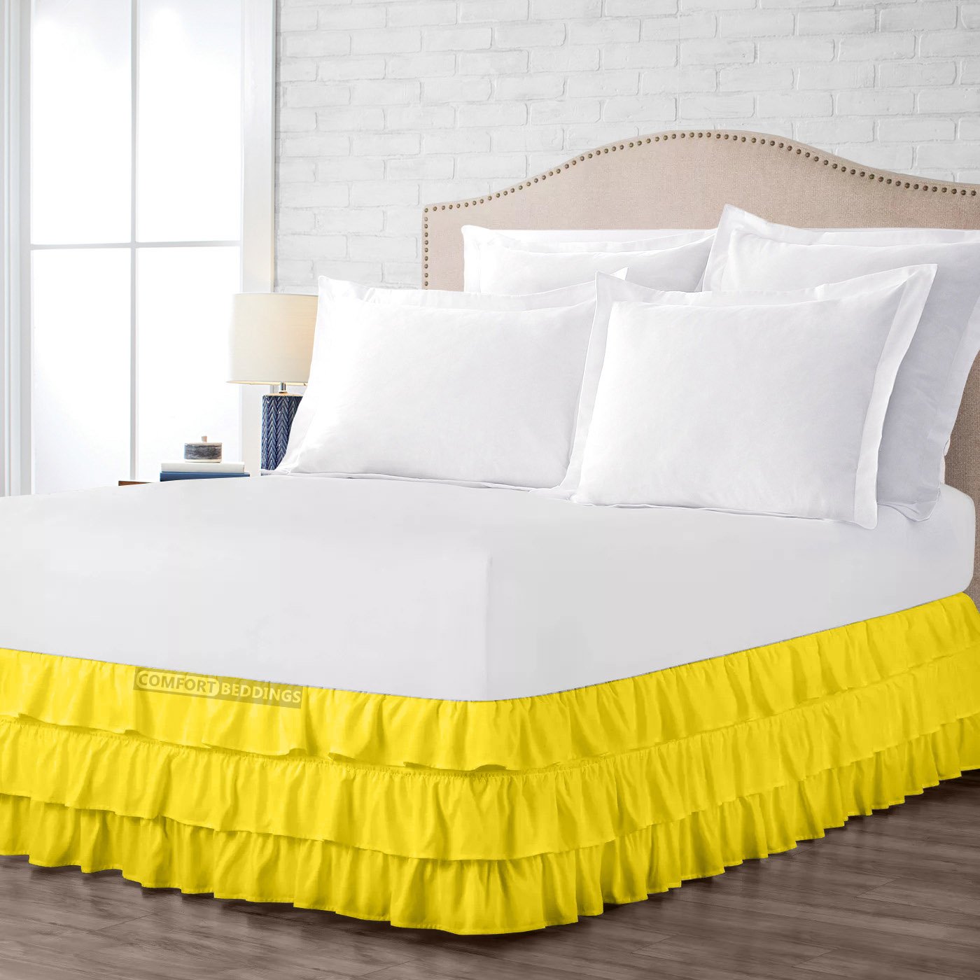 Yellow Multi Ruffle Bed Skirt