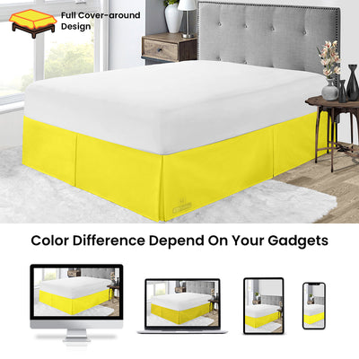 YELLOW PLEATED BED SKIRT
