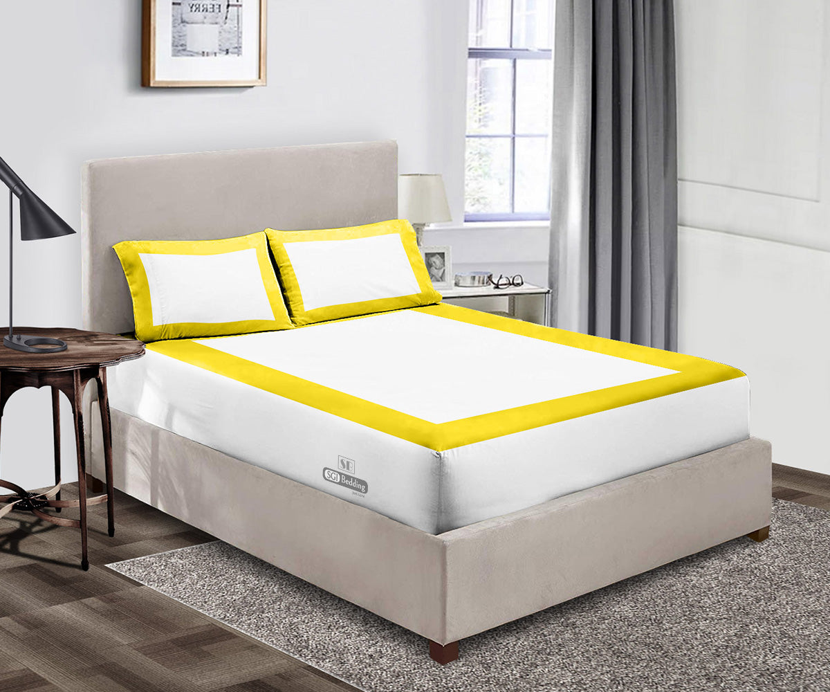 Luxury Yellow with White Two Tone Fitted Sheets