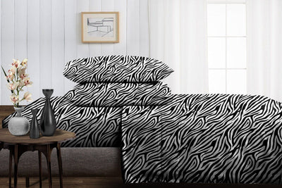 Zebra Print Split King Sheets Set