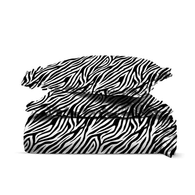 Zebra Print Trimmed Ruffled Duvet Cover