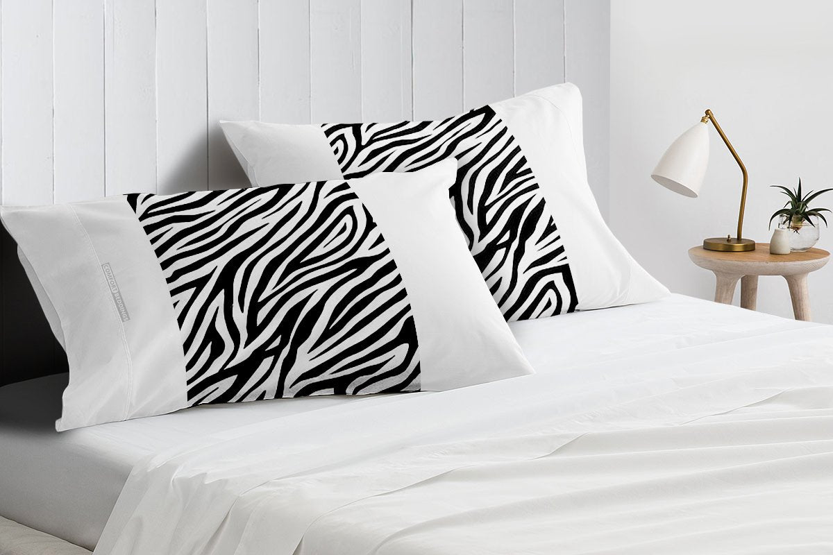 Soft luxurious zebra - white contrast pillowcases