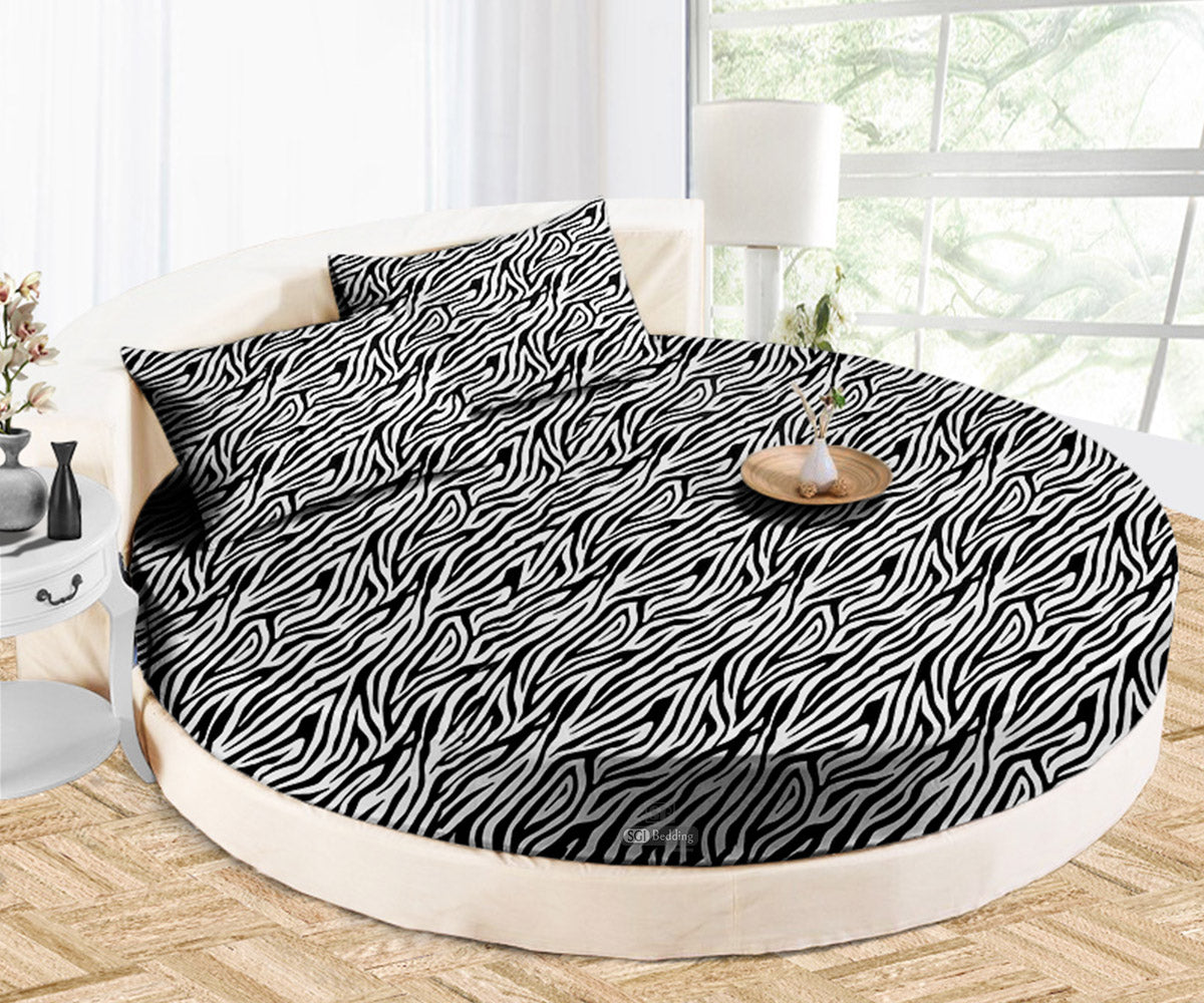 Luxury Zebra Print Round Sheet Set 800TC