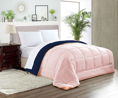 Luxury Blush and Navy Blue Reversible Comforter