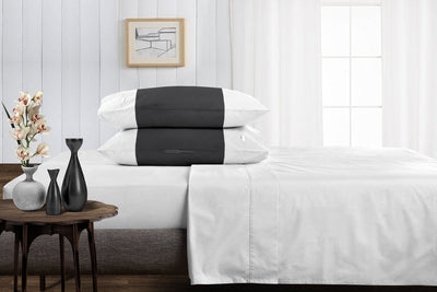 Egyptian Cotton Dark Grey - white contrast pillowcases