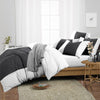 Egyptian Cotton Dark Grey contrast Colour Bar Duvet Cover