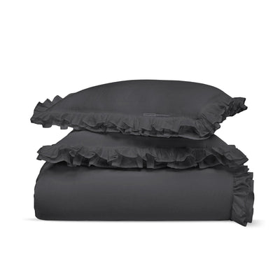 Dark Grey Trimmed Ruffle Duvet Covers