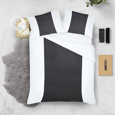 Egyptian Cotton Dark Grey contrast Colour Bar Duvet Cover