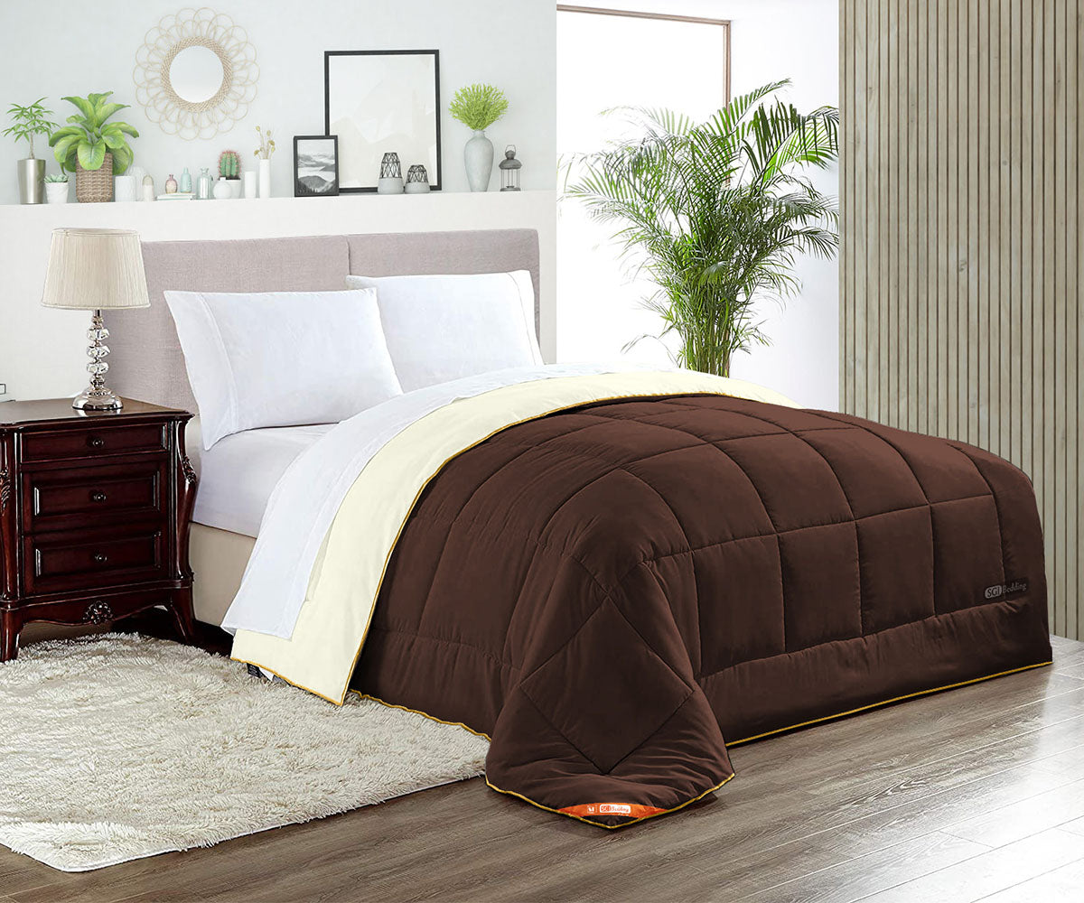 Luxury Ivory and Chocolate Reversible Comforter