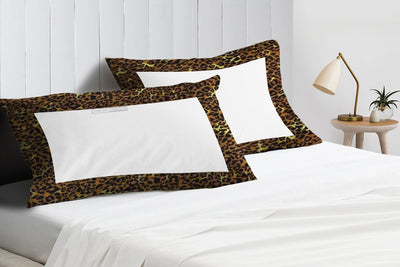 Leopard Print with White Two Tone Pillowcases Egyptian Cotton