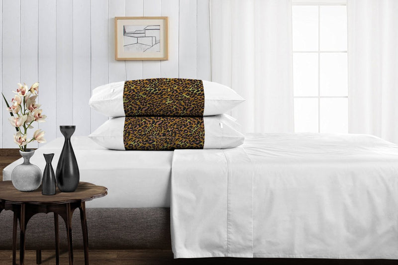 Luxury leopard print with white contrast pillowcases