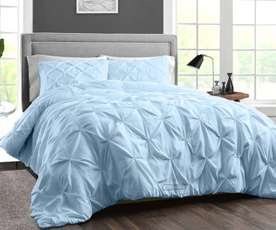 LUXURY LIGHT BLUE PINCH PLEAT DUVET COVER