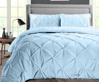 LUXURY LIGHT BLUE PINCH PLEAT DUVET COVER